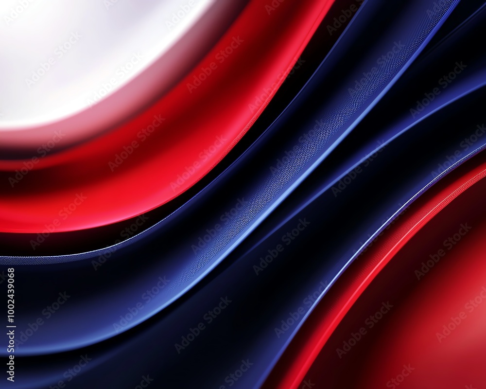 Poster abstract curved red and blue waves design background, modern and dynamic flowing shapes in vibrant c
