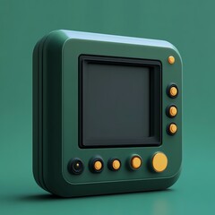 3D Security Monitor Icon: Surveillance Display Screen Illustration Logo