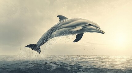 Obraz premium A dolphin leaps out of the water with its mouth gaping open and head above the water's surface