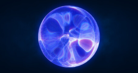 A glowing blue orb with fluid, swirling patterns inside, set against a dark background. Perfect for futuristic, sci-fi, or abstract design themes.