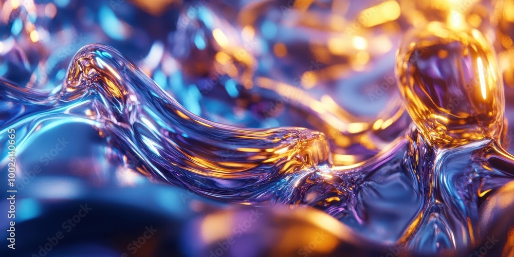 Poster Abstract representation of fluid dynamics with vibrant colors and reflections.