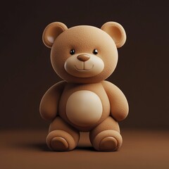 Obraz premium 3D Teddy Bear Icon: Classic Soft Toy for Comfort Illustration Logo