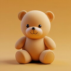 Fototapeta premium 3D Teddy Bear Icon: Classic Soft Toy for Comfort Illustration Logo