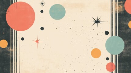 Mid-Century Modern Retro Banner with Minimalist Shapes