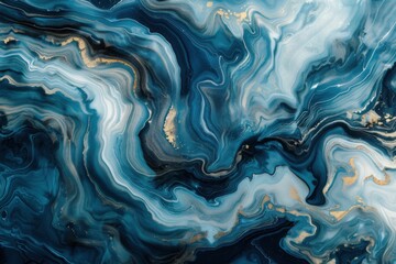 Ocean-Inspired Blue and White Marble Texture with Fluid Swirls in Abstract Art






