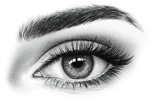 recommend clip art: A Detailed Pencil Drawing of an Eye with Long Eyelashes