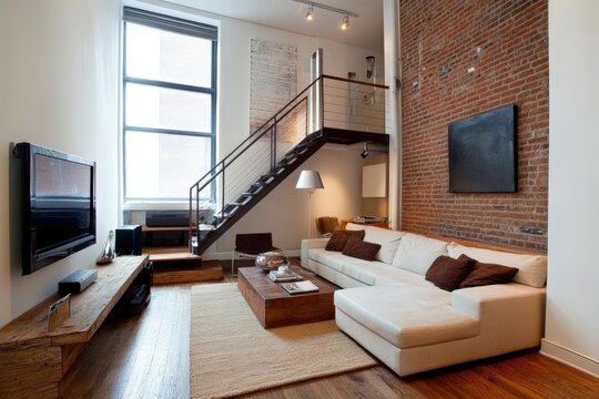 Small Living Room Interior Design with Hardwood Floor in New Home