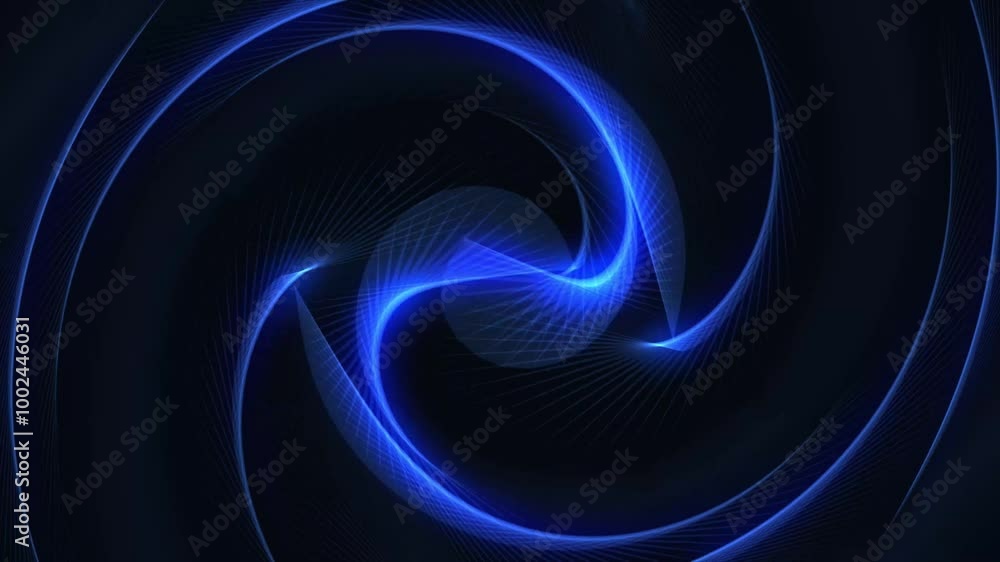 Poster blue twisted futuristic dot animated motion background. turning dots circle an abstract background. 