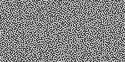 Organic seamless patterns with rounded lines Diffusion reaction background. Monochrome background of natural organic forms motion. Overlay template abstract Turing organic wallpaper background.