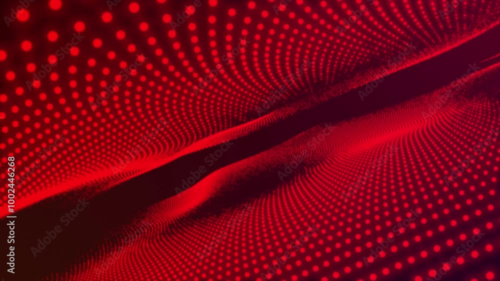 Poster abstract red dot wavy digital technology mesh seamless loop. abstract futuristic technology animated