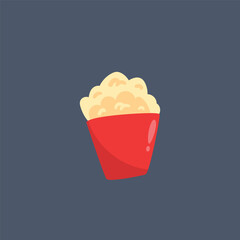 popcorn with red pack in flat vector design.