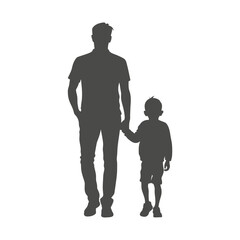 Happy parent walking with son. Father and child. Bonding relationship concept. Parenthood and adoption. Fathers Day
