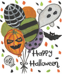 Happy halloween watercolour hand drawn illustration vector clipart