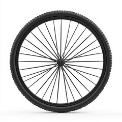 Fototapeta premium Bicycle wheel, detailed spokes, isolated on white background, 3D illustration