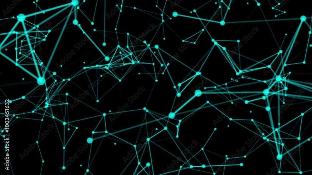 Poster connected blue lines and dots on a black abstract background. glowing blue plexus. abstract plexus t