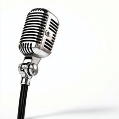 Retro microphone with stand, isolated on white background, 3D illustration