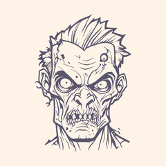 Obraz premium Cartoon zombie monster portrait. Spooky and scary character face