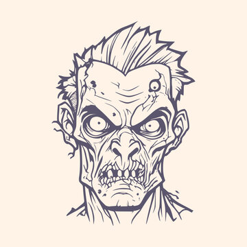 recommend clip art: Cartoon zombie monster portrait. Spooky and scary character face