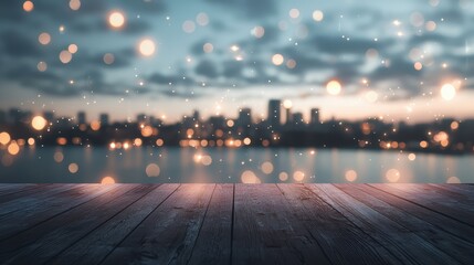 Obraz premium Glowing Cityscape: Vibrant Bridge Lights Amid Urban Silhouettes under Starry Night Sky