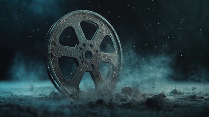 Obraz premium Nostalgic Vintage Film Reel with Scratches and Cracks in Soft Light