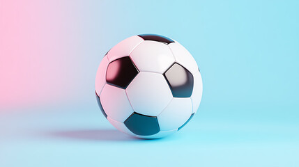 Naklejka premium A soccer ball placed on a pastel gradient background.