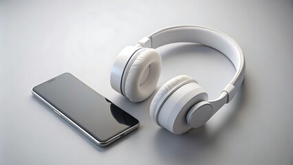 White Headphones on Grey Background – Stylish Audio Accessory