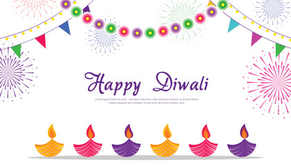 Happy diwali celebration background. happy diwali social media banner and poster. festival of lights colorful background. culture illustration design for celebration, greeting card © BhandariProductions
