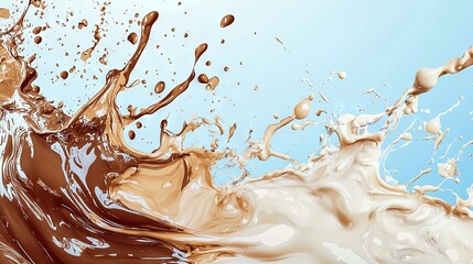   Blue sky, white cloud, close-up liquid splash