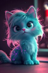 Adorable Blue Kitten with Glowing Fur