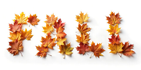 Fall Word Art Created from Autumn Leaves