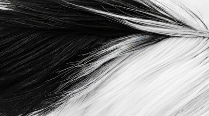   A zoomed-in image of a monochrome creature's hair featuring a vertical stripe