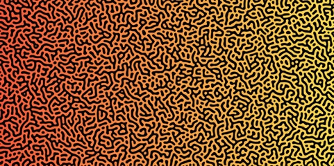 Abstract Reaction-diffusion Turing pattern natural texture golden and orang e gradient color scheme. Linear design with biological algorithm psychedelic background. Reaction-diffusion or truing patter