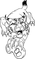 A wildcat or bobcat gamer with video game controller sports team animal mascot