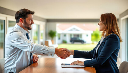 Smiley handshake after buying new house