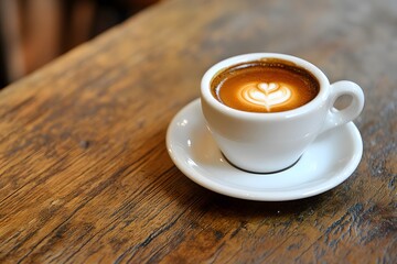 Fototapeta premium Latte art is the art of creating patterns on the milk foam in a latte. It reflects the creativity and attention to detail, perfect for advertising, cafes or products related to lifestyle and coffee.