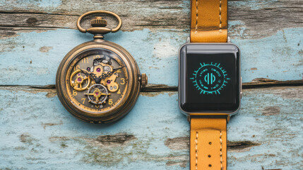 old classic watch versus new electric smart watch show