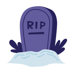Halloween gravestone. Spooky festive element. Vector illustration in flat style
