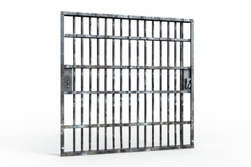 old iron prison cell bars, symbolizing confinement, security, and criminal justice. Isolated on a clean background.