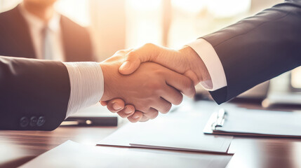 Obraz premium Handshake exchange after contract agreement of business