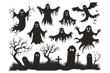 Eerie Ghost Silhouettes Haunting Night