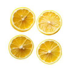 Ripe lemons isolated on white and transparent background. PNG cutout.