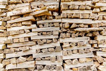 Woodpile in the mountains in South Tyrol