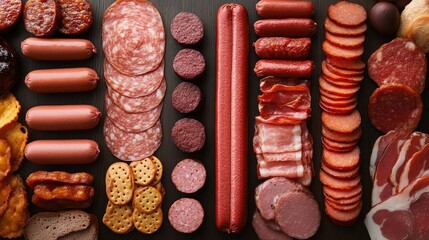 A table of processed meat products like hot dogs, deli meats, and bacon, emphasizing their preservatives and sodium levels