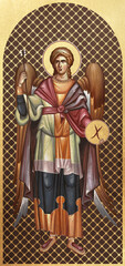 Obraz premium Traditional Christian icon of Gabriel Archangel. Antique illustration in Greek style
