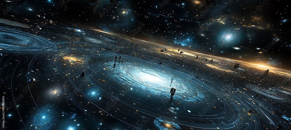 Wall mural a holographic map of the universe showing stars and galaxies
