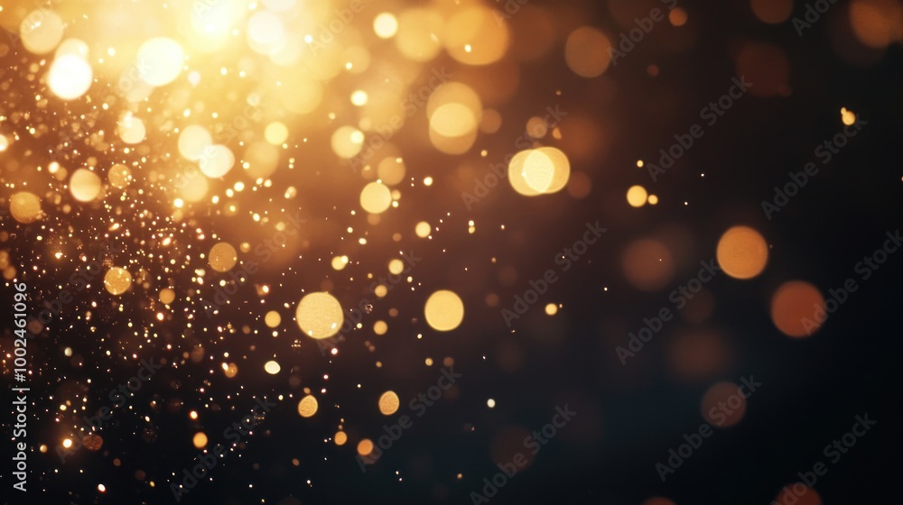 Poster golden bokeh lights background