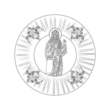 bearded man surrounded by angels clip art preview
