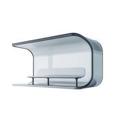 A futuristic looking bench with a white seat and a clear top