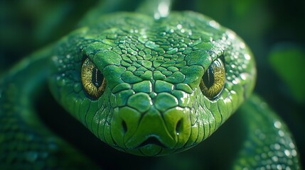 Obraz premium green snake in the grass