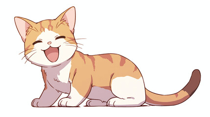 Cute Orange Tabby Cat Sitting and Smiling